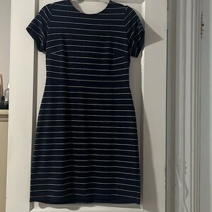 Navy Blue and White pin striped dress. Never worn